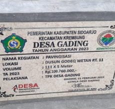 Pavingisasi Desa Gading Sidoarjo Kelebihan Anggaran ?