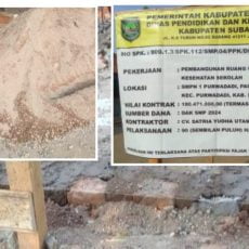 Diduga Ada Rekayasa Pada Konstruksi Pembangunan Ruang UKS SMPN 1 Purwadadi Subang