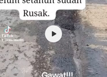 Baru Umur Setahun Proyek Pengaspalan Jalan Tanjung Ledong  Sudah  Rusak Parah