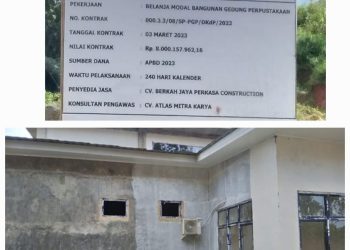 Proyek Pembangunan Gedung Perpustakaan Mentawai Mangkrak Sejak 2023