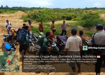 Kapolsek Lingga Bayu Tinjau Lokasi PETI di Desa Batang Lobung Mandailing Natal