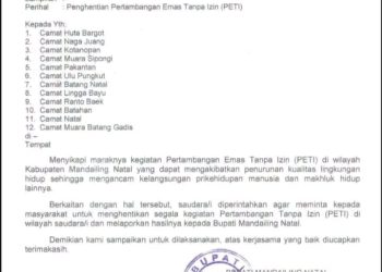 SE Bupati Madina di Anggap Sampah Atau Formalitas Oleh Pelaku PETI?