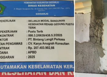Sekelas PT Laksanakan Rehab Gedung Pustu Terik, Diduga Asal Asalan.