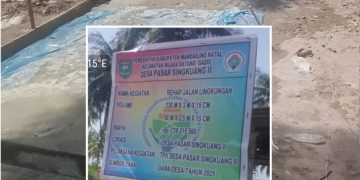 Rehab Jalan Lingkungan di Pasar Singkuang II Madina Terseok-seok