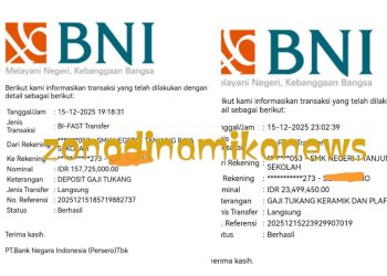 Transaksi Mencurigakan Pada Proyek  Revitalisasi SMKN 1 Tanjung Raya Agam